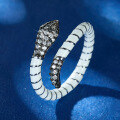 wholesale S925 Sterling Silver Snake Resin Adjustable Ring Fashion Bold Statement Christmas Accessory Unisex-0-1