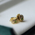 wholesale S925 Sterling Silver Plated 18k Gold Vintage Hong Kong Style Natural Diopside Ear Clips for Factory Wholesale Live Streaming Supply-0-1