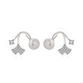 wholesale 925 Sterling Silver Freshwater Pearl Earrings Women Small Design High-End Micro-Inlaid Zircon Two-Way Wear Earrings-0-4