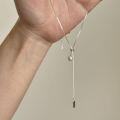 wholesale S925 sterling silver two-way pearl sliding necklace, ins Korean minimalist luxury collarbone chain with a premium feel-0-2