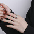 wholesale S925 Sterling Silver Retro Fashion Men's Creative God's Eye Punk Style Adjustable Ring for Women-0-3