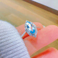 wholesale S925 Sterling Silver Red Elk Ring for Women, Ethereal and Sweet Vintage High-End Blue Zircon Ring, Light Luxury-0-1