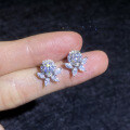 S925 Silver Moissanite Flower Stud Earrings, Wholesale-0-1