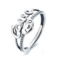 wholesale S925 Sterling Silver Korean Dongdaemun Retro English Word Patch Heart Creative Adjustable Ring-0-4