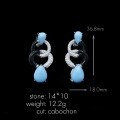 wholesale 925 Silver Gold-Plated Earrings with High-Carbon Diamonds, Blue Turquoise, Teardrop Shape, Circle Ring, High-End Jewelry, Versatile Accessories, Women's Ear Drops-0-1