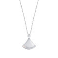 S925 Silver Pendant Necklace with Natural Chalcedony Fan Design-0-3
