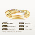 925 Silver 18K Gold Plated Micro Pave Moissanite Twist Ring-0-4