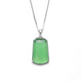 wholesale S925 Sterling Silver Natural Chalcedony Pendant, Plain Pi Pa An Style, Icy Green, Light Luxury, Versatile Chalcedony Necklace, Holiday Gift-0-4