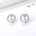 wholesale S925 Sterling Silver Earrings with Freshwater Pearls, High-End Fashion Stud Earrings Set with Zircon, Direct from Manufacturer-0-2