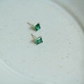 wholesale 9K Gold Emerald Zircon Stud Earrings New Trendy Simple Goddess Style Small and Delicate Summer High-End Sense Luxury-0-3
