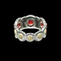 wholesale 925 Silver Gold-Plated Ring with High-Carbon Diamonds, Bujia Daisy Orange-Red Cabochon, Fashionable and Versatile Jewelry for Women-0-2