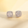 wholesale S925 Silver Moissanite Bezel Earrings for Women, Bestseller, Viral Internet Celebrity Style, Cross-Border Hot Sale, Ready to Ship Wholesale, Light Luxury-0-2