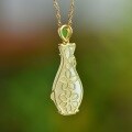 wholesale Silver with certificate new Chinese style natural jade pendant, cold enamel bamboo leaf jasper buckle vase Hetian jade necklace pendant-0-2