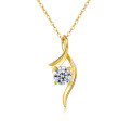 14K Gold Plated 925 Silver Irregular Twisted Pendant Moissanite Necklace-0-3