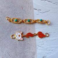 wholesale Gold-plated 925 Ancient Method Silver with Natural Turquoise Chain Accessories DIY Bracelet Necklace Extension Chain Pure Silver Nine-tailed Fox Pendant-One turquoise extension chain