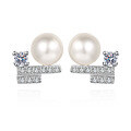 wholesale S925 Silver Freshwater Pearl Earrings with Moissanite, Elegant Silver Needle, Women's Pure Silver Stud Earrings, High-End Feel, Ready for Wholesale-0-4