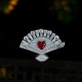 wholesale S925 New Cultured Ruby/Emerald Heart-Shaped 6*6 Fan 15ct Ring-0-1