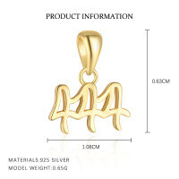 wholesale S925 Sterling Silver Women's Lucky Number Necklace, Fashionable And Versatile Pendant, Trendy Delicate Cross-border Choker-4-Yellow Gold/Single Pendant 925 Silver
