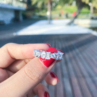 S925 Sterling Silver Rectangular Bevel-Cut Zircon Ring, Fashionable Luxury-Style W [Clearance Sale with Free Shipping]  US Size 5