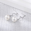 wholesale Sterling Silver Pearl Earrings for Women, Luxury Minimalist Wave Pattern Shell Pearl Stud Earrings-0-0