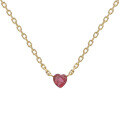wholesale 10K Gold Minimalist Versatile Natural Rubellite Mini Heart Necklace for Layering Japanese Light Jewelry-0-4