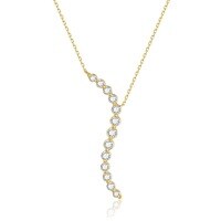 wholesale 18k Gold, Platinum, Cultivated Diamond, S-Shaped, Cold Style, Women's Necklace, Collarbone Chain-18k gold necklace with cultured diamonds