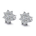 wholesale S925 Sterling Silver Moissanite Sunflower Stud Earrings for Women, Fashionable and Versatile Floral Ear Accessories Factory Wholesale-0-4