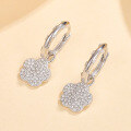 wholesale S925 Sterling Silver Micro-Inlaid Zirconia Flower Ear Hoop with Clasp, Fashionable Fresh and Sweet Little Chanel Style Five-Leaf Clover Earring-0-2
