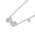 wholesale 925 Sterling Silver Cross-Border Accessory Bow Necklace, Luxurious and Versatile European and American Double-Loop Heart Pendant Necklace with a High-End Feel-0-4
