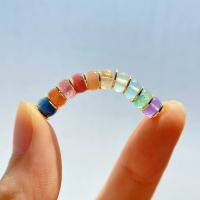 wholesale Metal material natural crystal rainbow chip spacer bead gasket straight cut versatile bead stringing for prayer beads bracelet DIY-One