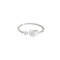 wholesale S925 Sterling Silver Love Freshwater Pearl Ring for Women, Minimalist, Adjustable Heart-Shaped Ring, Xiaohongshu Same Style-0-4