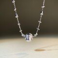 Sterling Silver Adjustable Cat-Eye Pendant Choker Necklace Wholesale-0-0