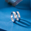 wholesale S925 Sterling Silver Korean-style Couple Rings with Elegant Lettering and Zirconia Inlay, Open-Ended Niche Design Matching Bands for Men and Women-0-3