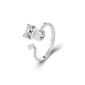 wholesale S925 Sterling Silver Cross-Border New Style Cat Ring for Women, Cartoon Kitten Adjustable Open Ring, SheIn Temu Dropshipping-0-4