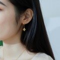wholesale S925 Silver Japanese and Korean Light Luxury Style Vintage Long Drop Earrings with Opal Inlay from Direct Manufacturers-0-1