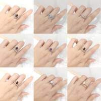 wholesale S925 sterling silver plated with 18k gold, versatile V-shaped wedding band couple rings set with colorful gemstones for stacking-White zirconium ring set (rose gold)  US size 6