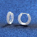 Sterling Silver Full Pavé Moissanite Earrings, French Minimalist Luxury Wholesale-0-0