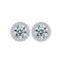 wholesale S925 Sterling Silver Cross-Border Moissanite Stud Earrings, Small and Minimalist, Versatile and Elegant, Round Envelope High-End Earrings for Women, Wholesale-0-4