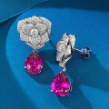 wholesale S925 Silver Full-Diamond New Camellia 9*11 Rose Flower Earrings for Women, Exquisite and Versatile Style-0-3