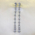 wholesale S925 Silver, Zhuo Zhifan New Simulated Diamond Ear Thread for Women, Evening Party Fashion European and American Style Linear Diamond Earrings-0-1