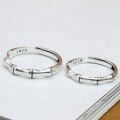 wholesale 925 Sterling Silver Retro Bamboo Joint Ring for Women, Small and Minimalist Design, Adjustable Open Band for Index Finger or Pinky-0-3