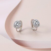 wholesale S925 Sterling Silver Minimalist and Elegant Diamond-Studded Square Ear Clasps, Versatile for Everyday Wear, Ideal Gift for Best Friends or Girlfriends-Small square sticky ear studs 925 silver