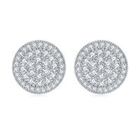 wholesale Metal: 925 Sterling Silver Zirconia Ear Studs for Women, Exquisite and Fashionable Round Earrings for Cross-Border Europe and America Earrings Wholesale-Platinum 925 silver