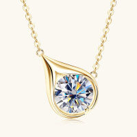 wholesale S925 Sterling Silver Cross-Border Live Streaming Ins Style Large Water Drop Moissanite Necklace, Petite and Chic Fashion Pendant Collarbone Chain-Gold-1 carat 925 silver