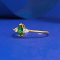 wholesale S925 Sterling Silver European and American New Marquise Simulated Emerald Luxury Halo Vintage Minimalist Ring-0-1