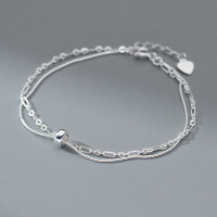 wholesale S925 Sterling Silver Ins Style Chain Snake Bone Circle Double Layer Bracelet Personality Temperament Accessories Women S6783-S925 Silver Bracelet 925 Silver