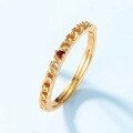 wholesale S925 Sterling Silver Minimalist Chain-Style Couple's Rings with Red Garnet, Valentine's Day Gift-0-2