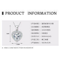 S925 Silver Geometric Square Pendant Necklace for Women-Heart-shaped pendant [White Gold]  925 Silver