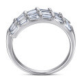 wholesale 925 Sterling Silver Square Diamond Snake Ring for Women, Fashionable European and American Rectangular Zircon Open Snake Ring-0-2