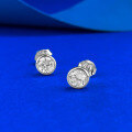 wholesale S925 silver white gold single diamond round stud earrings set with 50 zirconia, small and exquisite versatile style-0-2